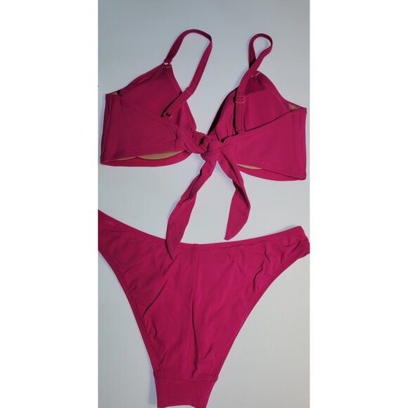 Robin Piccone Bikini Swim Top Underwire  Cup D Fuisha Bottom High Weist Sz M#0 - Picture 6 of 10